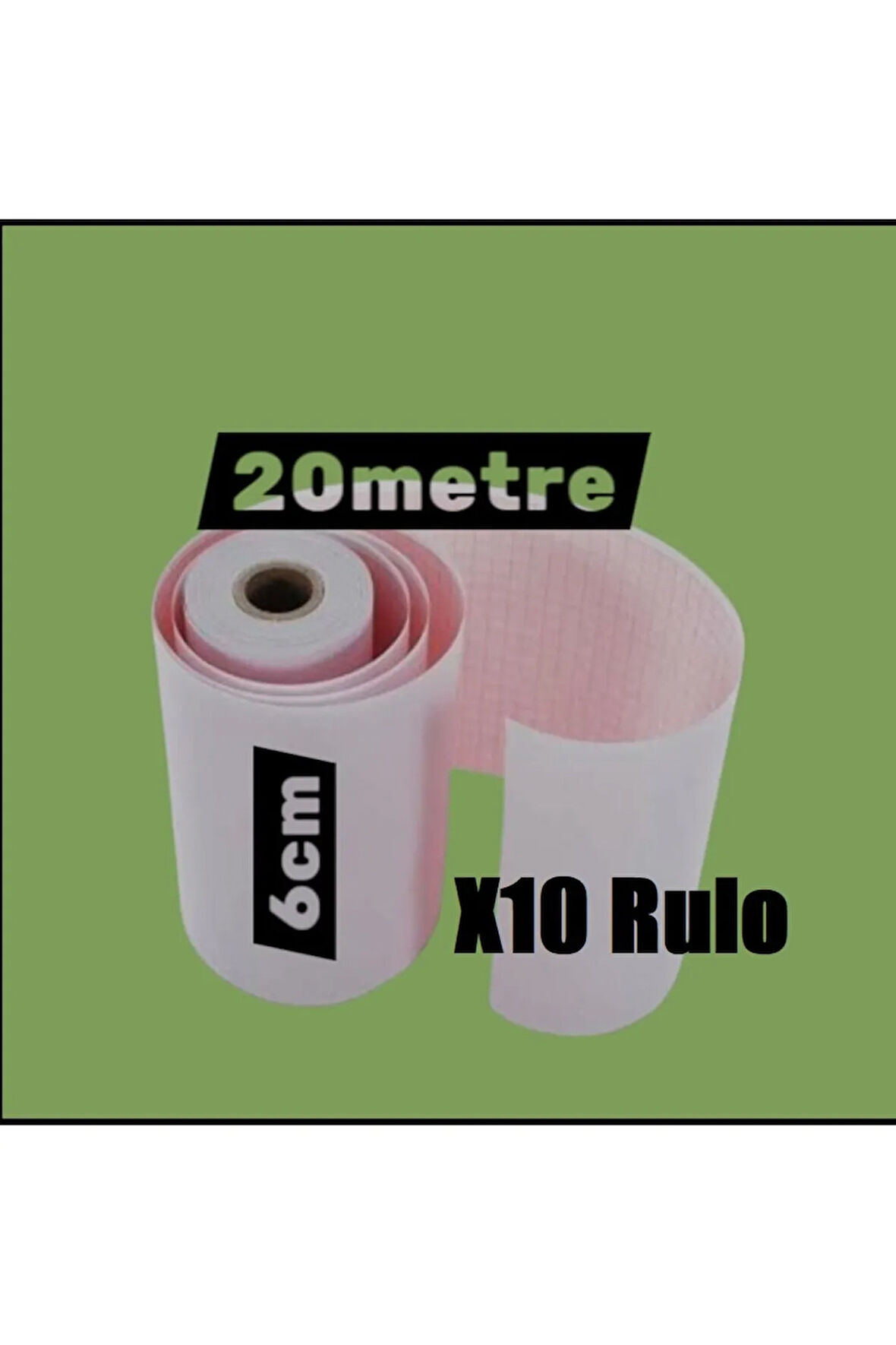 ECG EKG Termal Isıya Duyarlı Kalın Gramajlı ECG EKG Kağıdı 6cm - 20metre 10 Adet Rulo