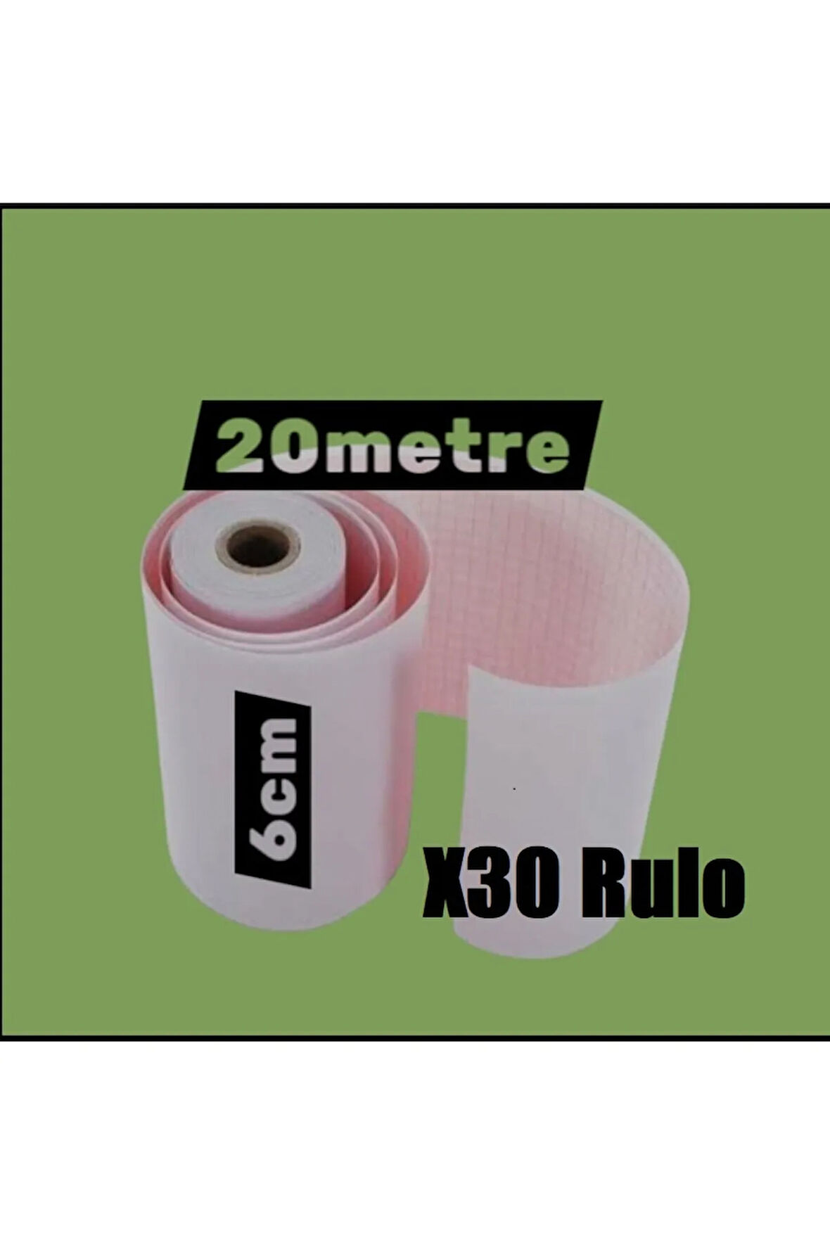 ECG EKG Termal Isıya Duyarlı Kalın Gramajlı ECG EKG Kağıdı 6cm - 20metre 30 Adet Rulo