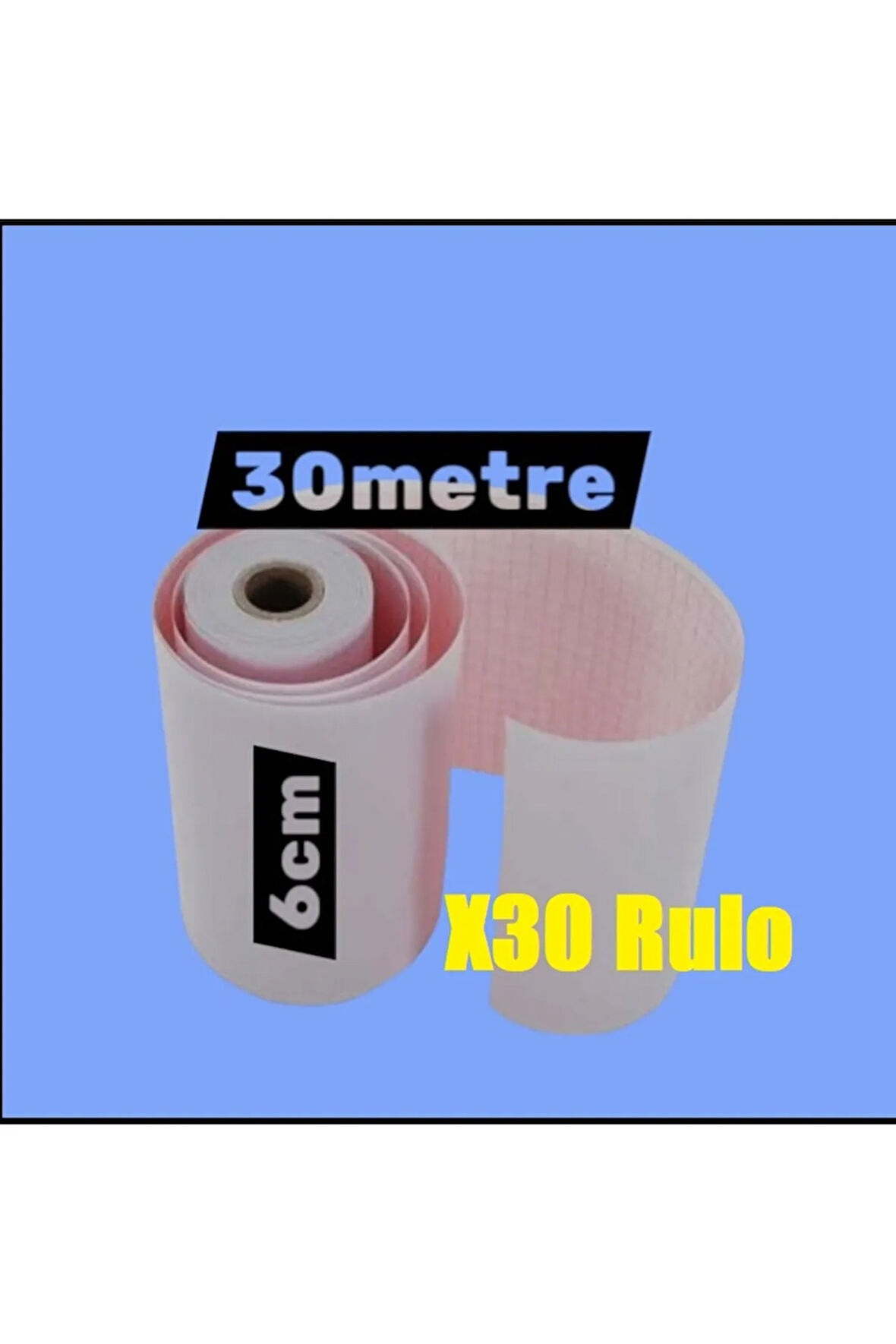 ECG EKG Termal Isıya Duyarlı Kalın Gramajlı ECG EKG Kağıdı 6cm - 30metre 30 Adet Rulo