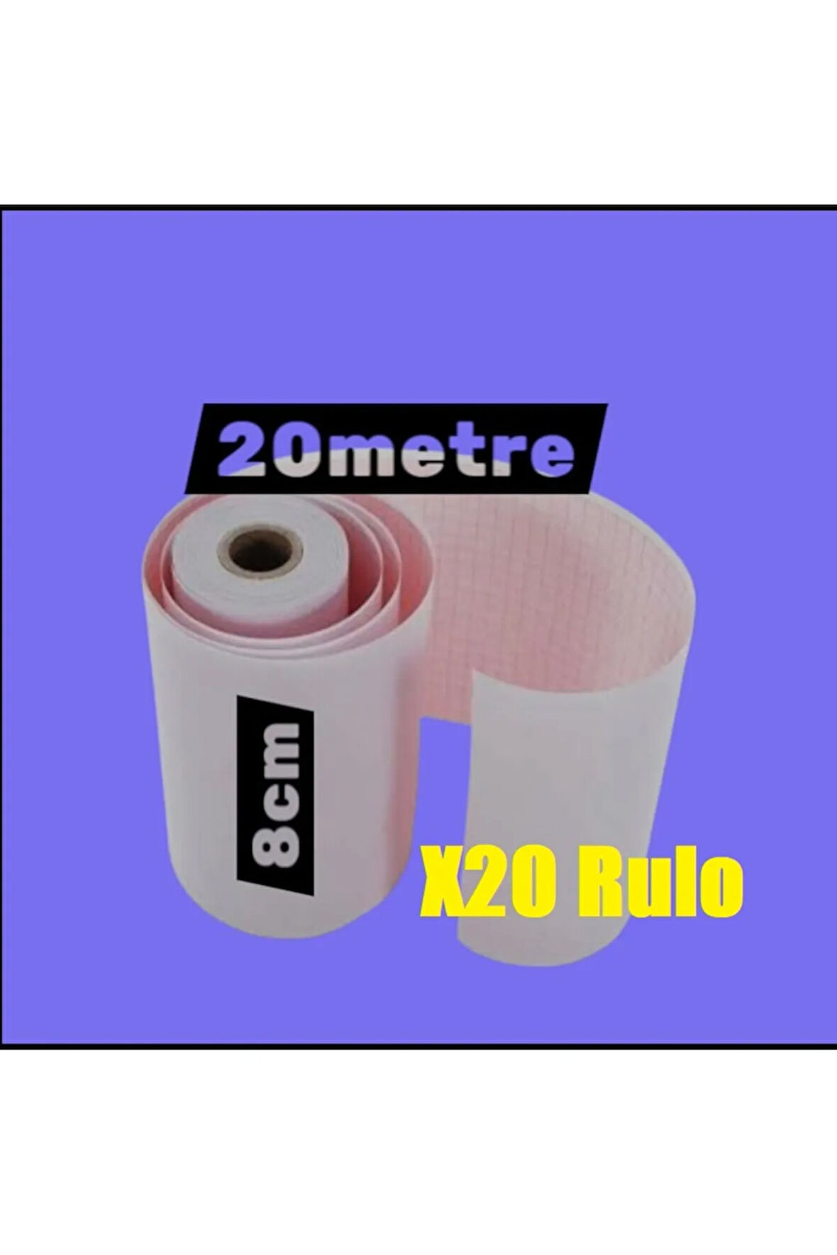 ECG EKG Termal Isıya Duyarlı Kalın Gramajlı ECG EKG Kağıdı 8cm - 20metre 20 Adet Rulo