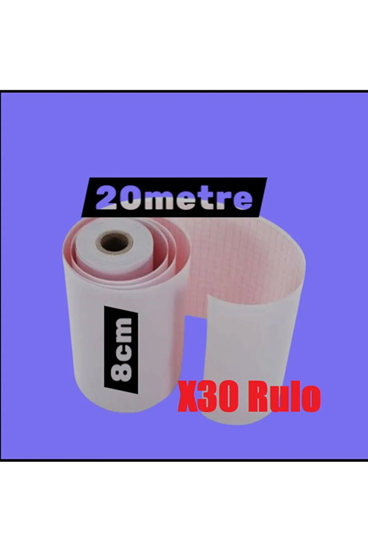 ECG EKG Termal Isıya Duyarlı Kalın Gramajlı ECG EKG Kağıdı 8cm - 20metre 30 Adet Rulo