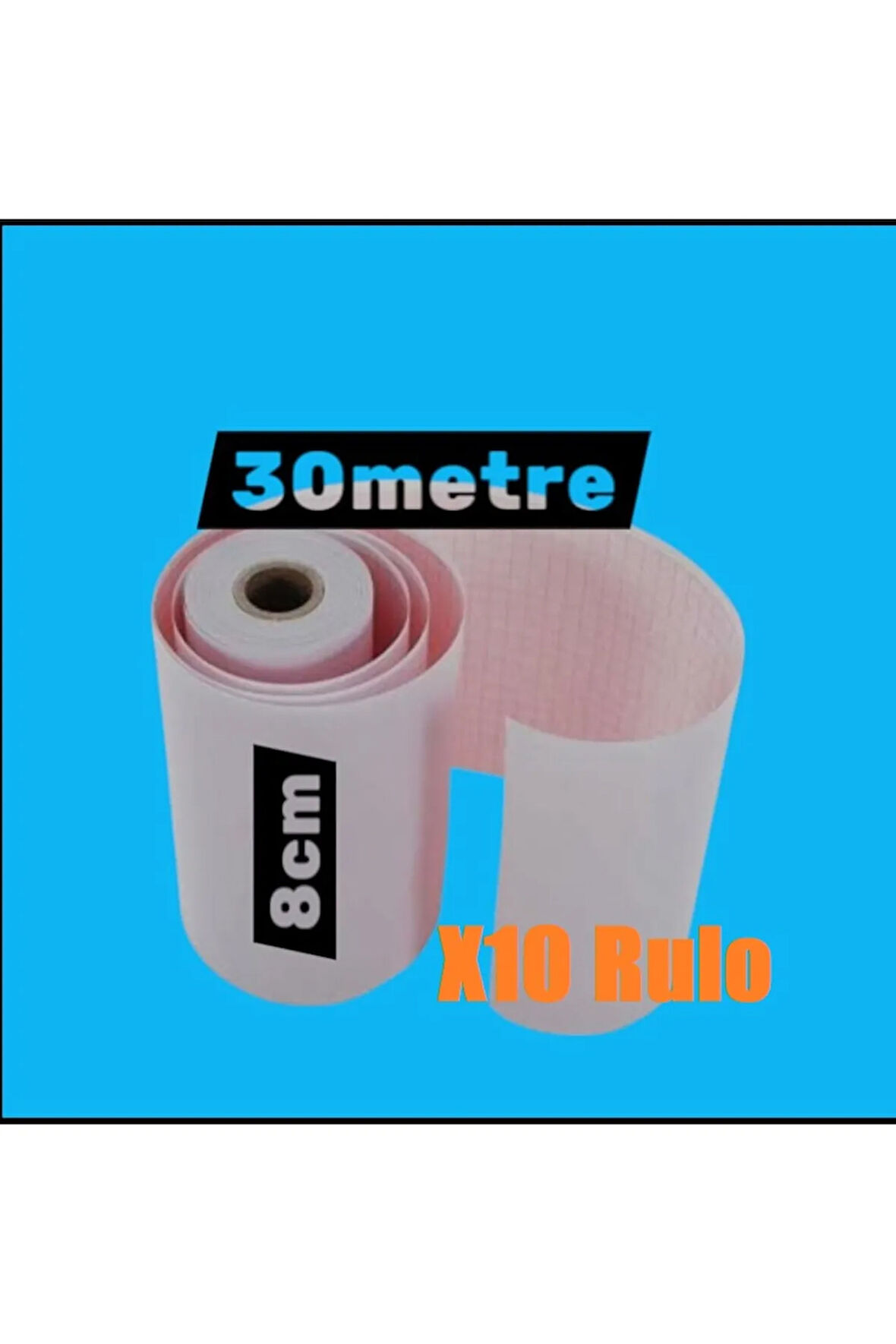 ECG EKG Termal Isıya Duyarlı Kalın Gramajlı ECG EKG Kağıdı 8cm - 30metre 10 Adet Rulo