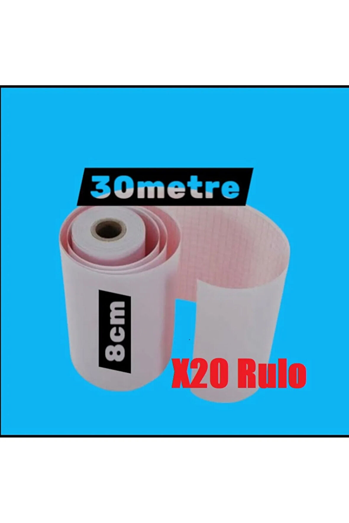 ECG EKG Termal Isıya Duyarlı Kalın Gramajlı ECG EKG Kağıdı 8cm - 30metre 20 Adet Rulo