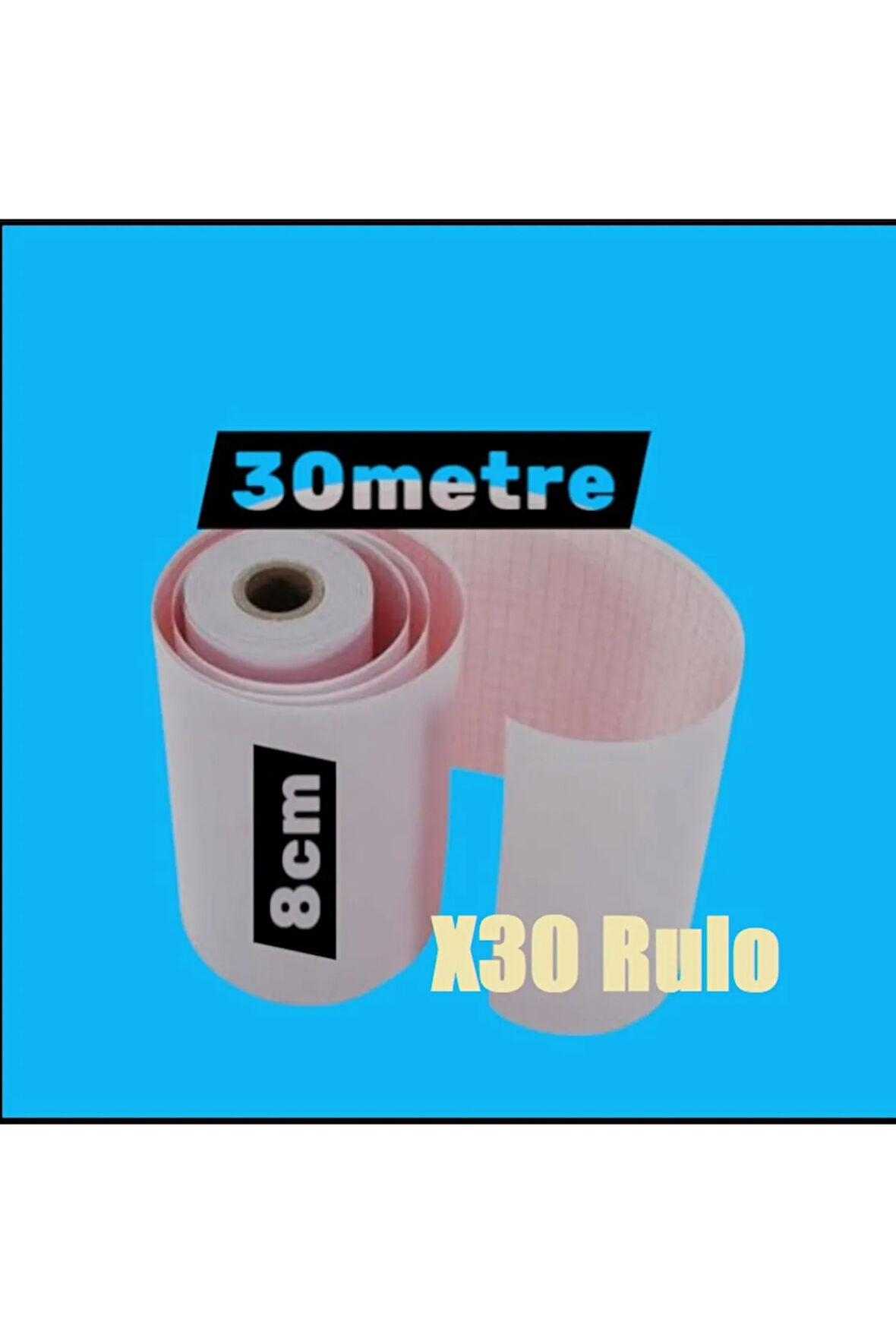 ECG EKG Termal Isıya Duyarlı Kalın Gramajlı ECG EKG Kağıdı 8cm - 30metre 30 Adet Rulo