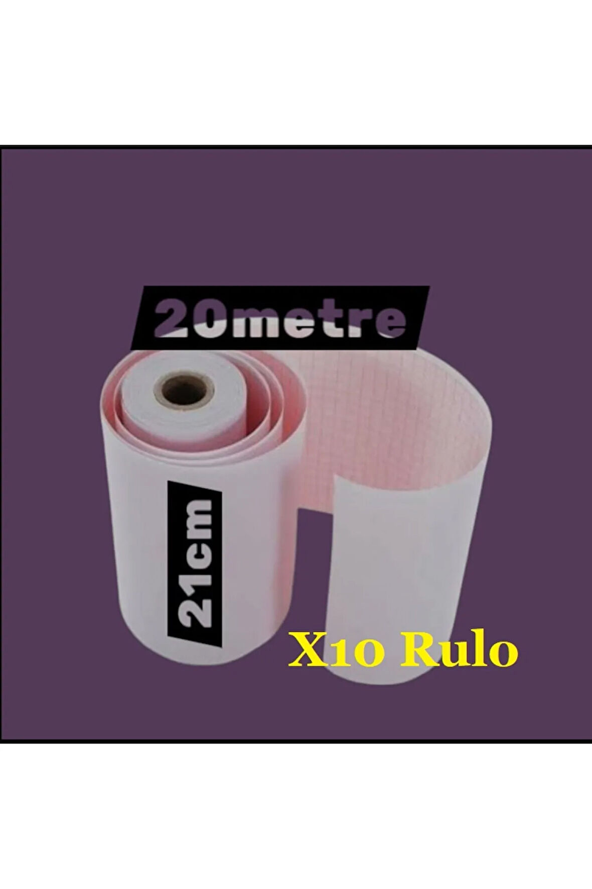 ECG EKG Termal Isıya Duyarlı Kalın Gramajlı ECG EKG Kağıdı 21cm - 20metre 10 Adet Rulo