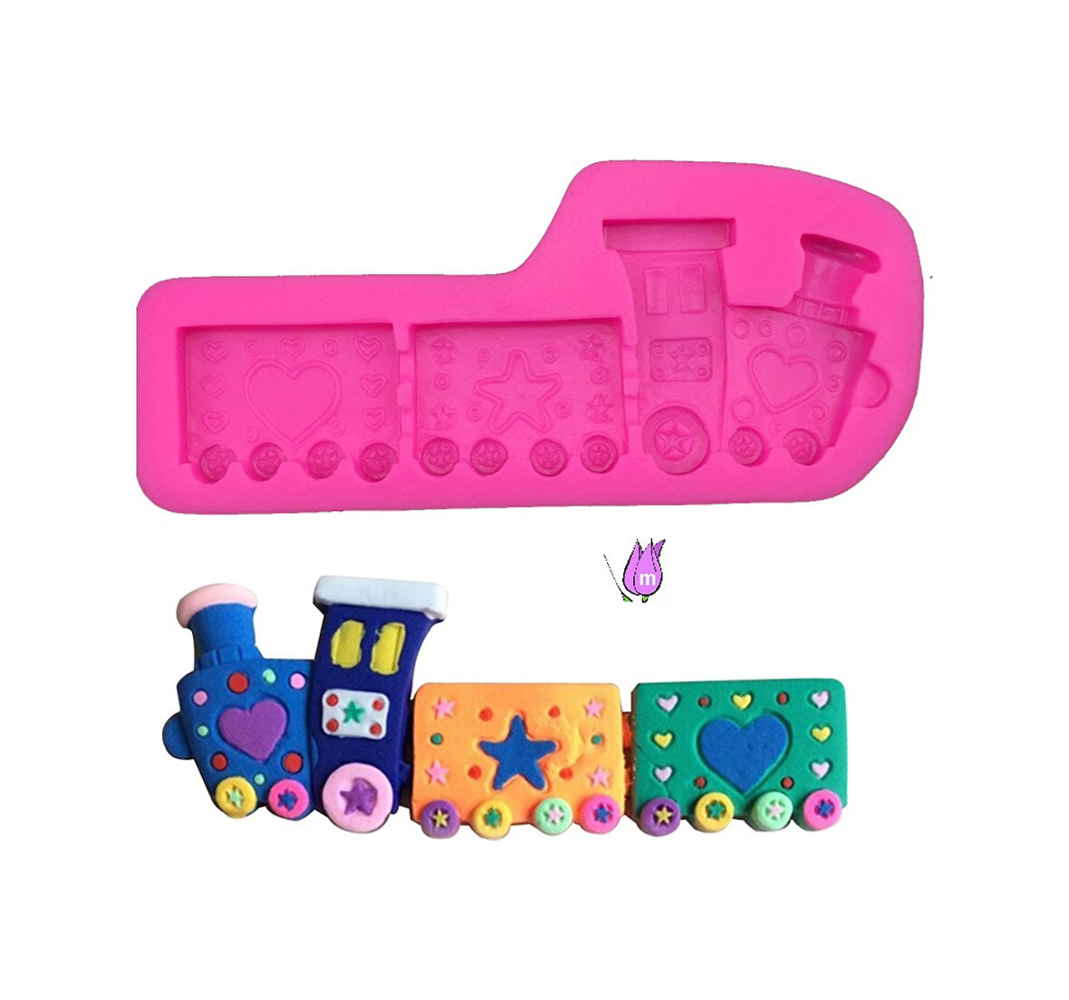 Pano Süslemesi 12cm Vagonlu Tren Silikon Kalıp K-018, Taş Tozu Sabun Alçı Mum Kalıbı