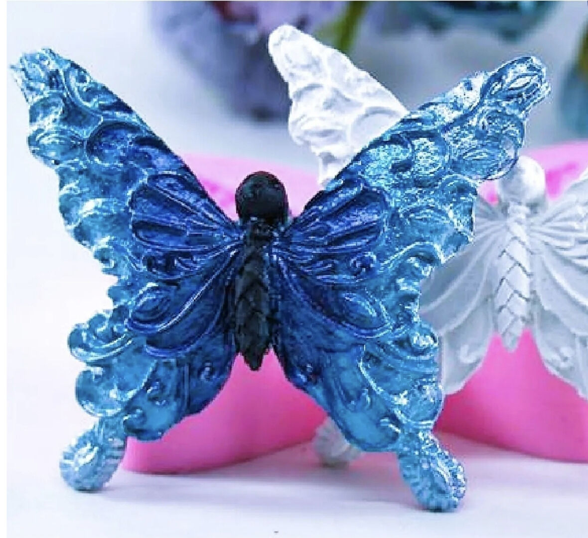 9cm Kelebek Silikon Kalıp K-1164, Kokulu Taş Sabun Alçı Mum Kalıbı