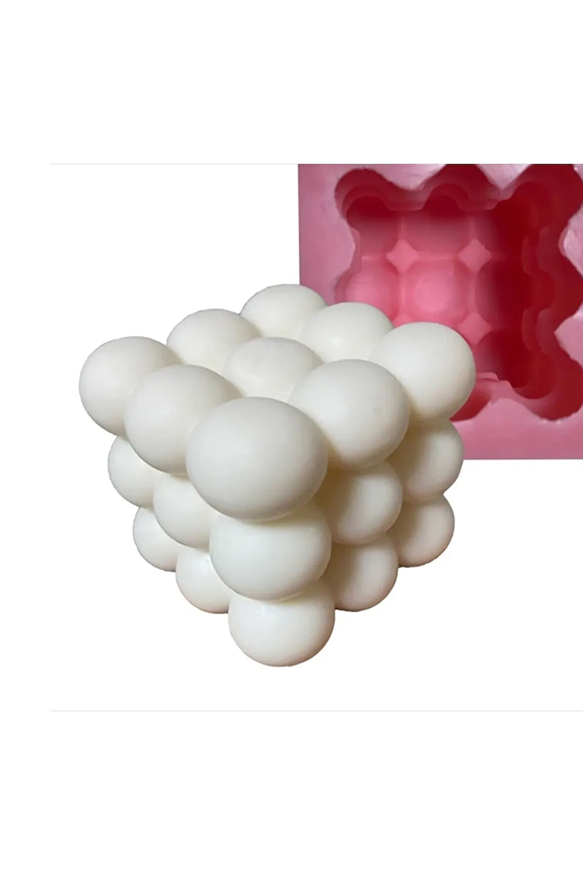 6cm Mini Bubble Küp Mum Silikon Kalıp K-1258, Kokulu Taş Sabun Alçı Mum Kalıbı