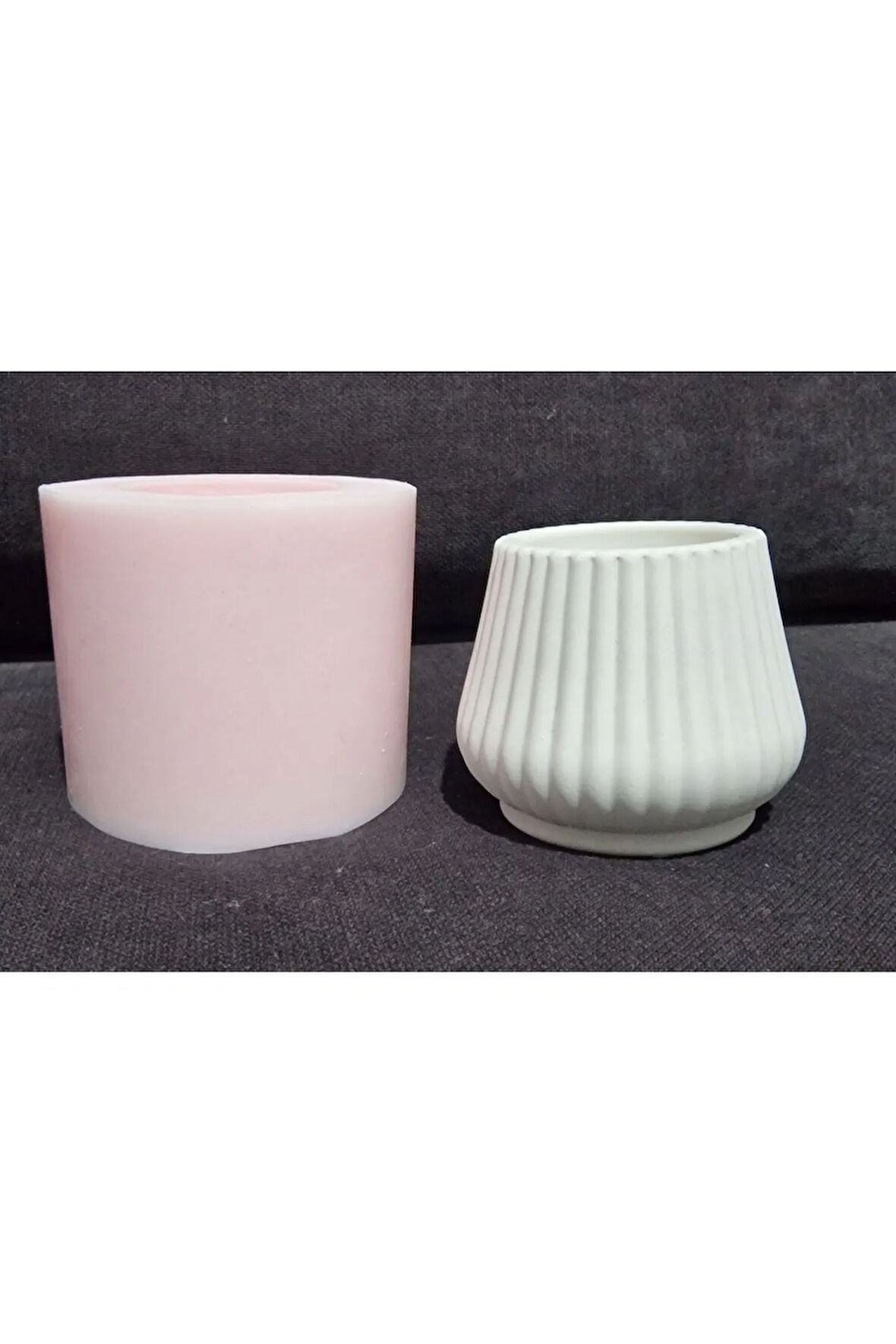 Oluklu Konik 5,8cm Tealight Mumluk Silikon Kalıp K-1349, Kokulu Taş Alçı Mum Kalıbı