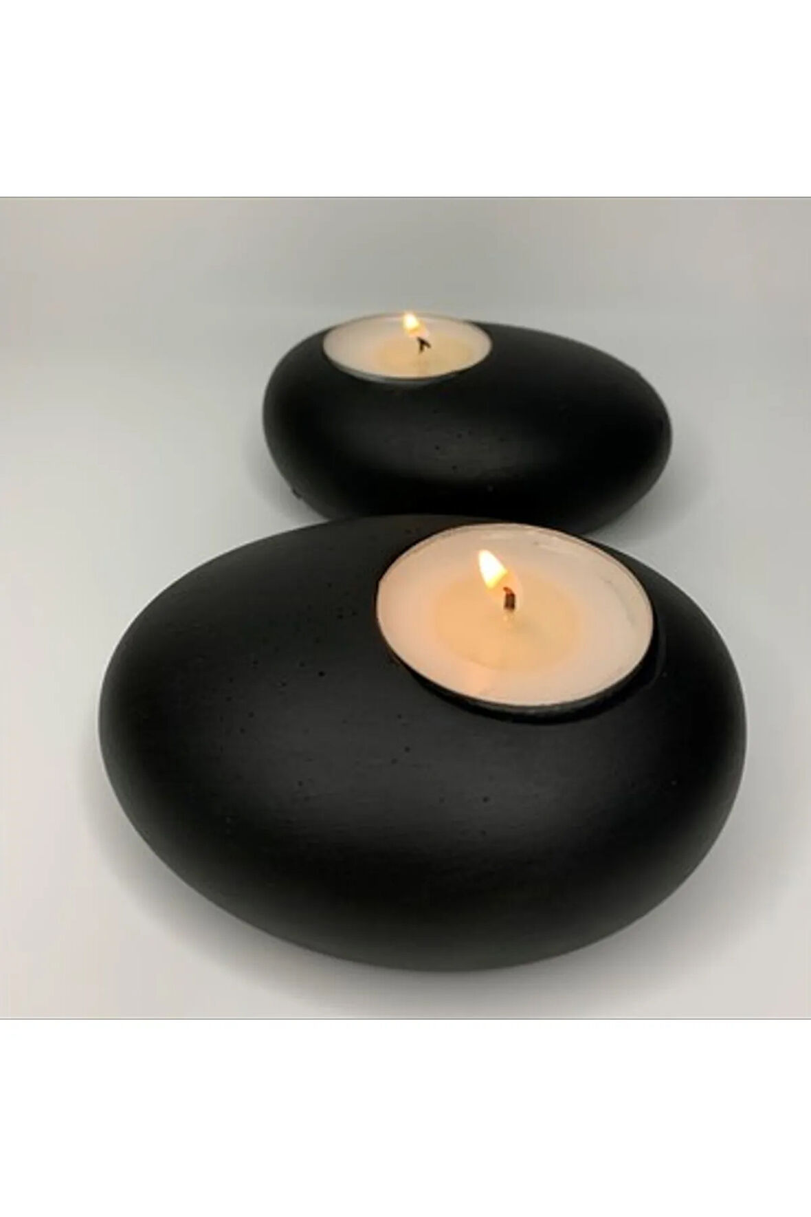 9,6cm Çakıl Taş Tealight Mumluk Silikon Kalıp K-1352, Kokulu Taş Sabun Alçı Mum Kalıbı