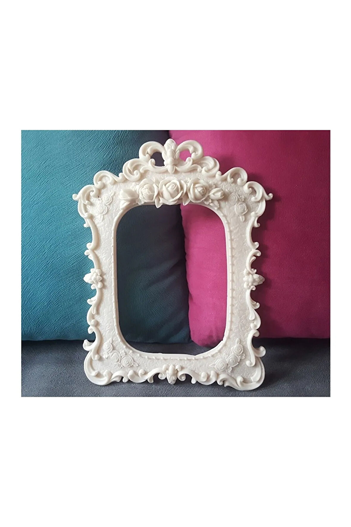 Gül Ve Sarmaşık Kabartmalı 21cm Çerçeve Silikon Kalıp K-1419