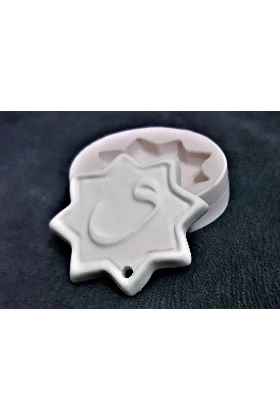 Ramazan Dekoru, Osmanlı Vav Yazılı 5,9cm Yıldız Askı Silikon Kalıbı K-234, Kokulu Taş Alçı Kalıbı