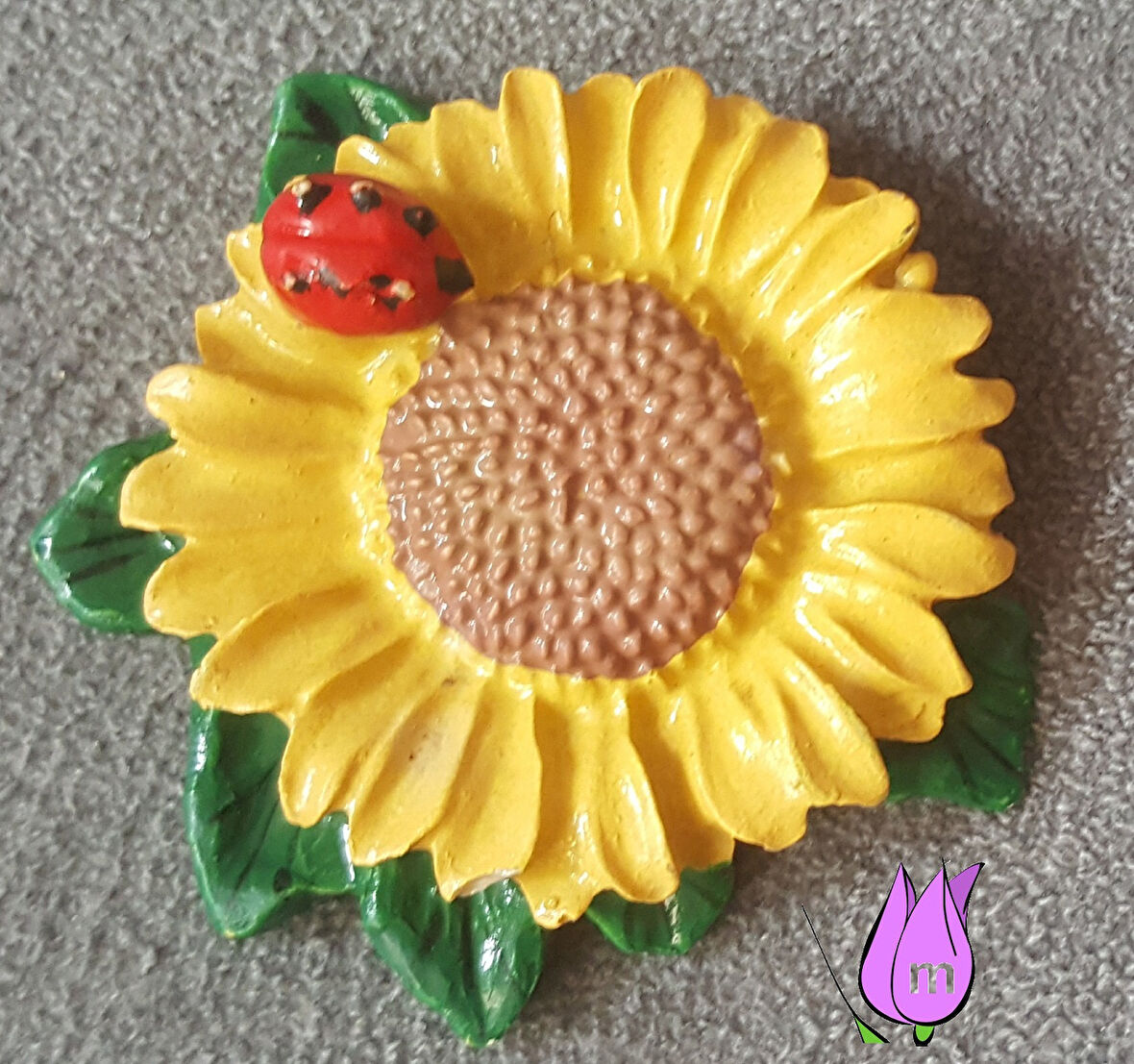 Mini Ayçiçeği Çiçek Uğur Böceği 5 Cm Silikon Kalıp K-237