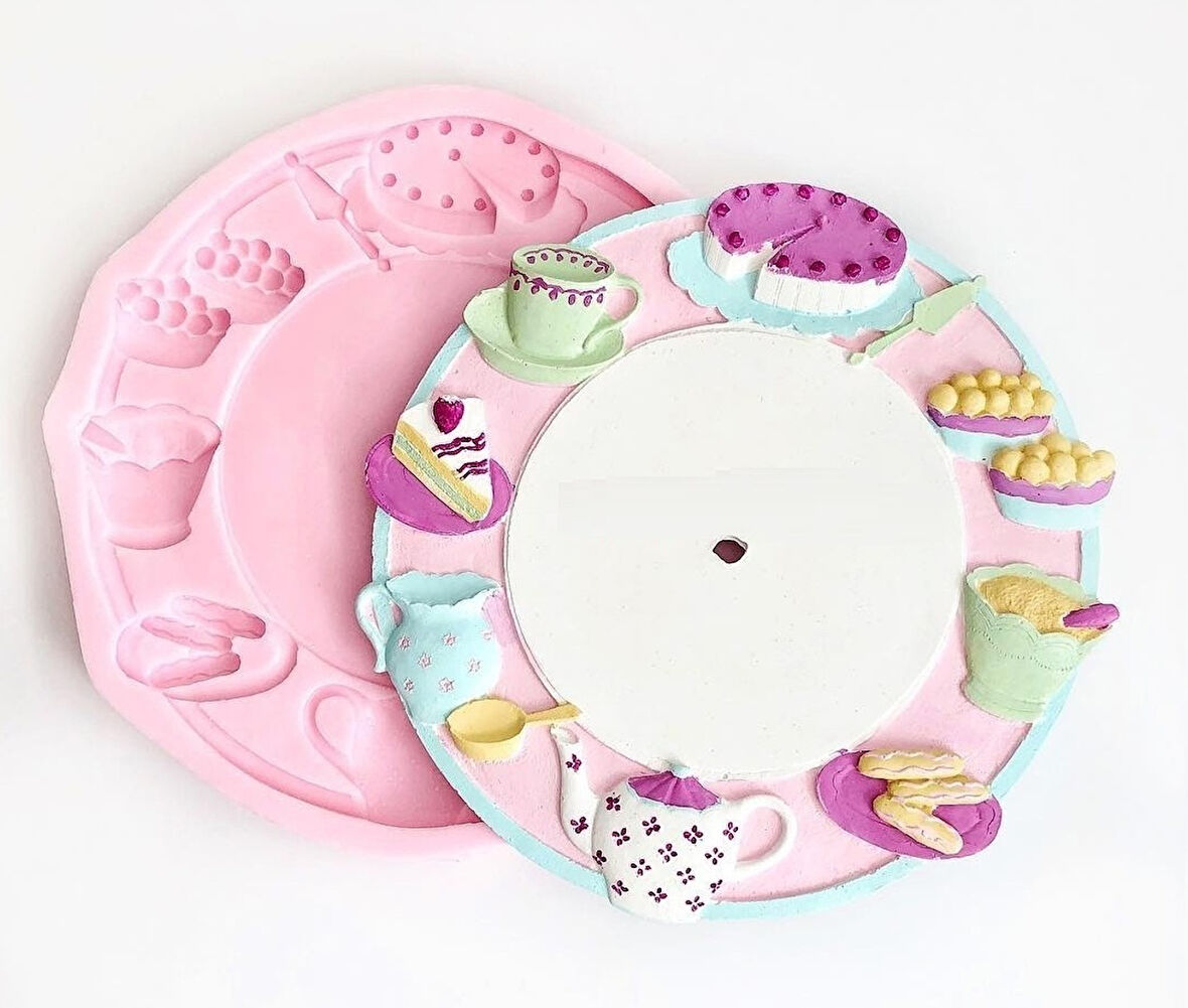 Mutfak Temalı Kabartma Saat 29 Cm Silikon Kalıp K-675