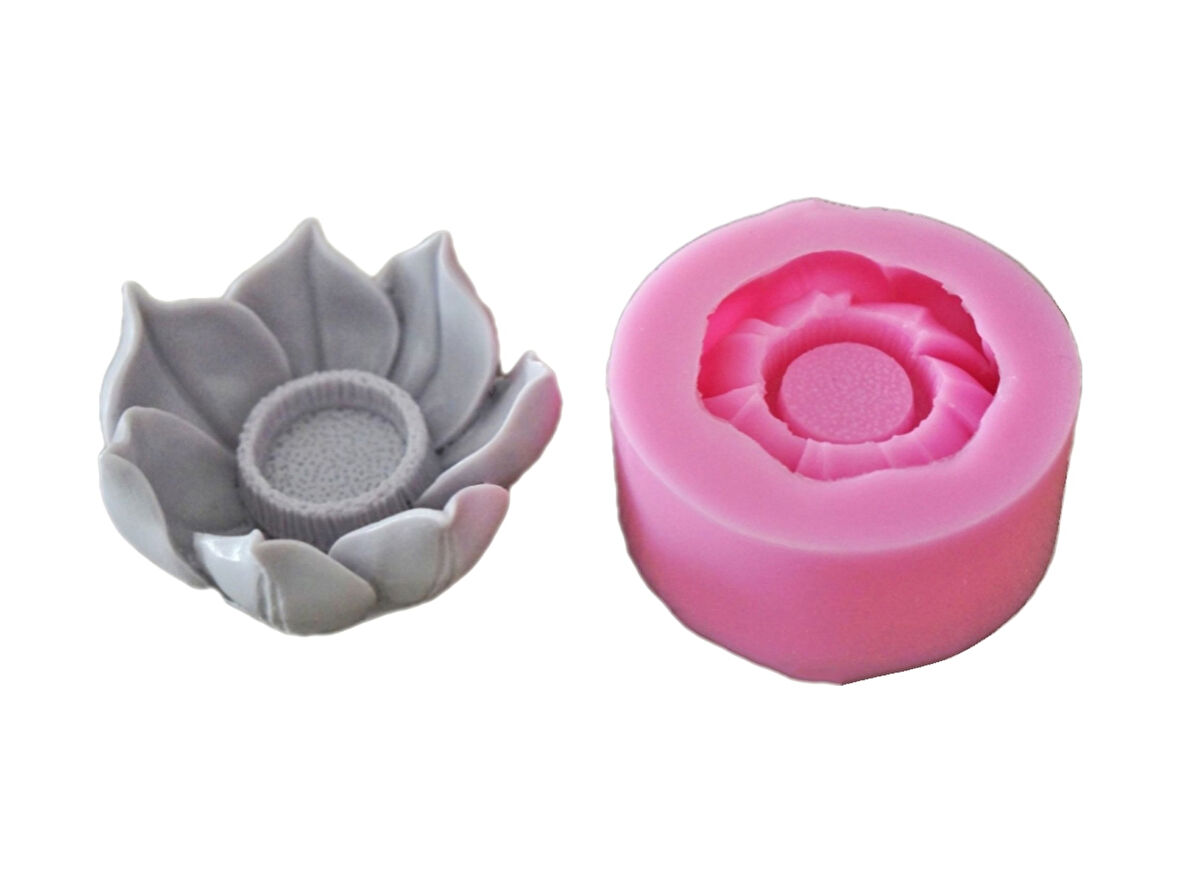 12cm Lotus Çiçek Tealight Mumluk Silikon Kalıp K-727