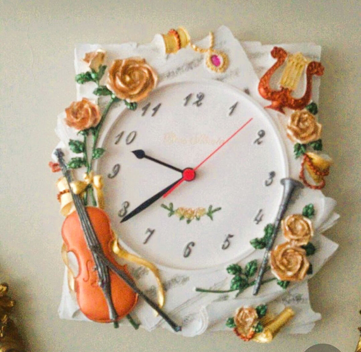 Keman Müzik Kabartmalı 28cm  Saat Silikon Kalıp K-906
