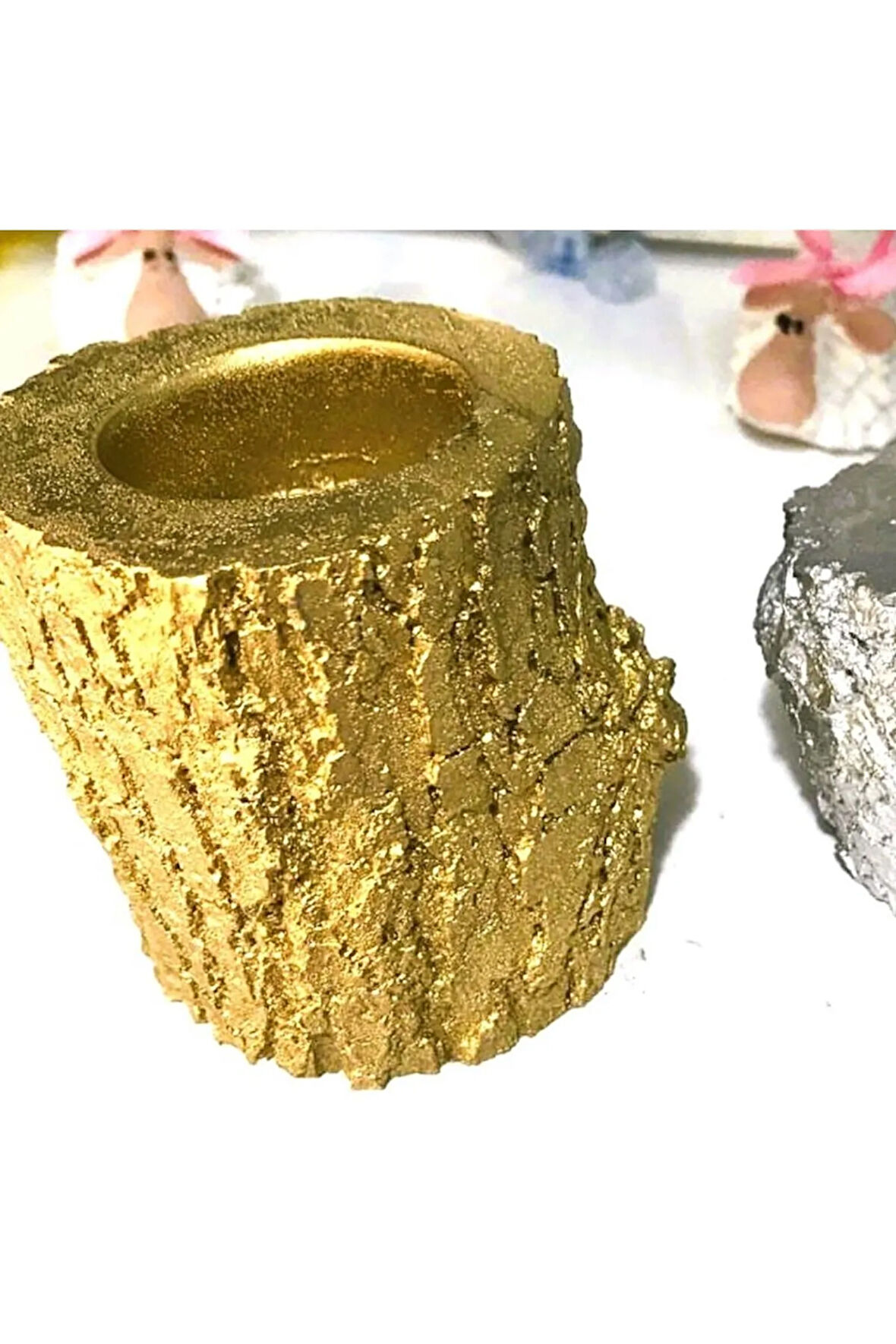 8,5cm Tealight Kütük Mumluk Silikon Kalıp K-953, Polyester Çimento Taş Tozu Alçı Kalıbı