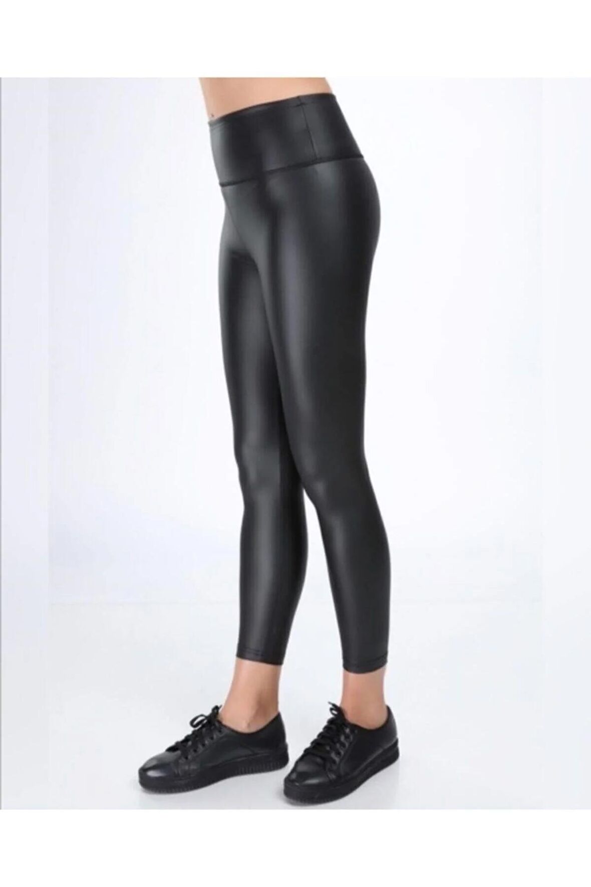 Kadın Siyah Parlak Içi Peluş Deri Tayt