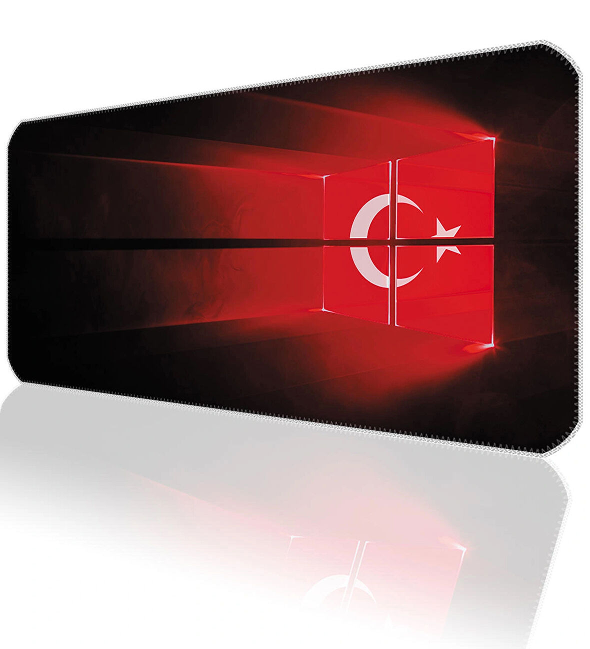 70x30 Türk Bayrağı ilyuka MP017030 Büyük Boy XL Gaming Mousepad Dikişli Kenar Kaymaz Taban 70x30cm