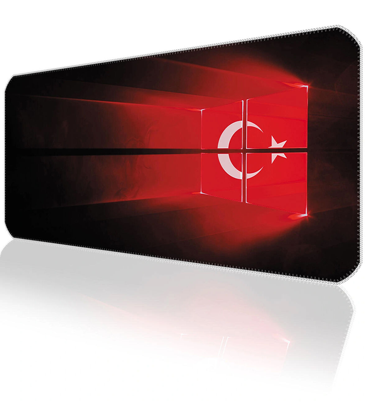 90x40 Türk Bayrağı XXL Büyük Boy ilyuka MP019040 Büyük Boy Gaming Mousepad Dikişli Kenar Kaymaz Taban 90x40cm