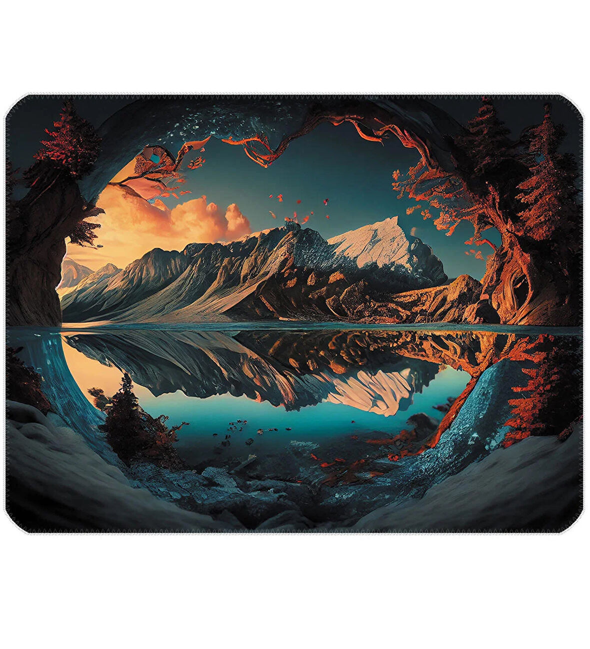 40X30cm Gaming Oyuncu Mousepad Kaymaz Kauçuk Taban Dikişli Kenar Majestic Mountain MP064030