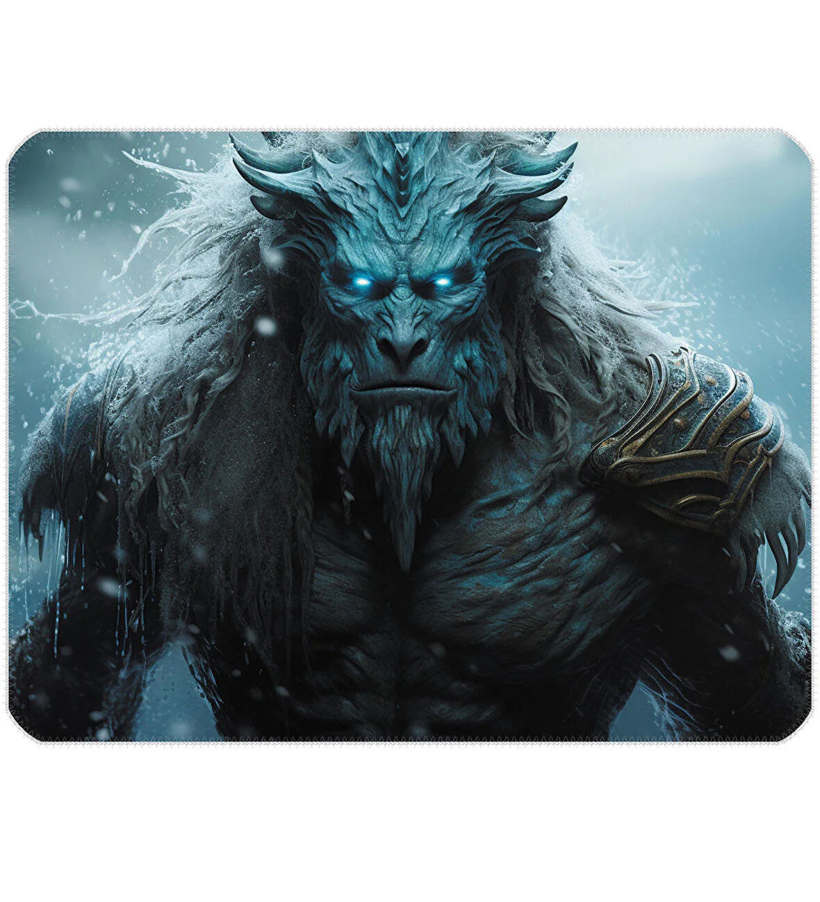 40X30cm Gaming Oyuncu Mousepad Kaymaz Kauçuk Taban Dikişli Kenar Ice Giant MP094030