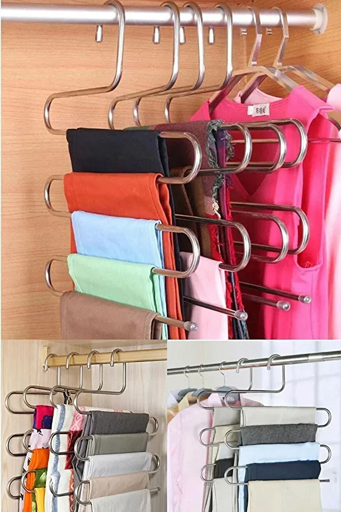 Dolap Içi 5 Katlı Metal Pantolon Şal Eşarp Askısı