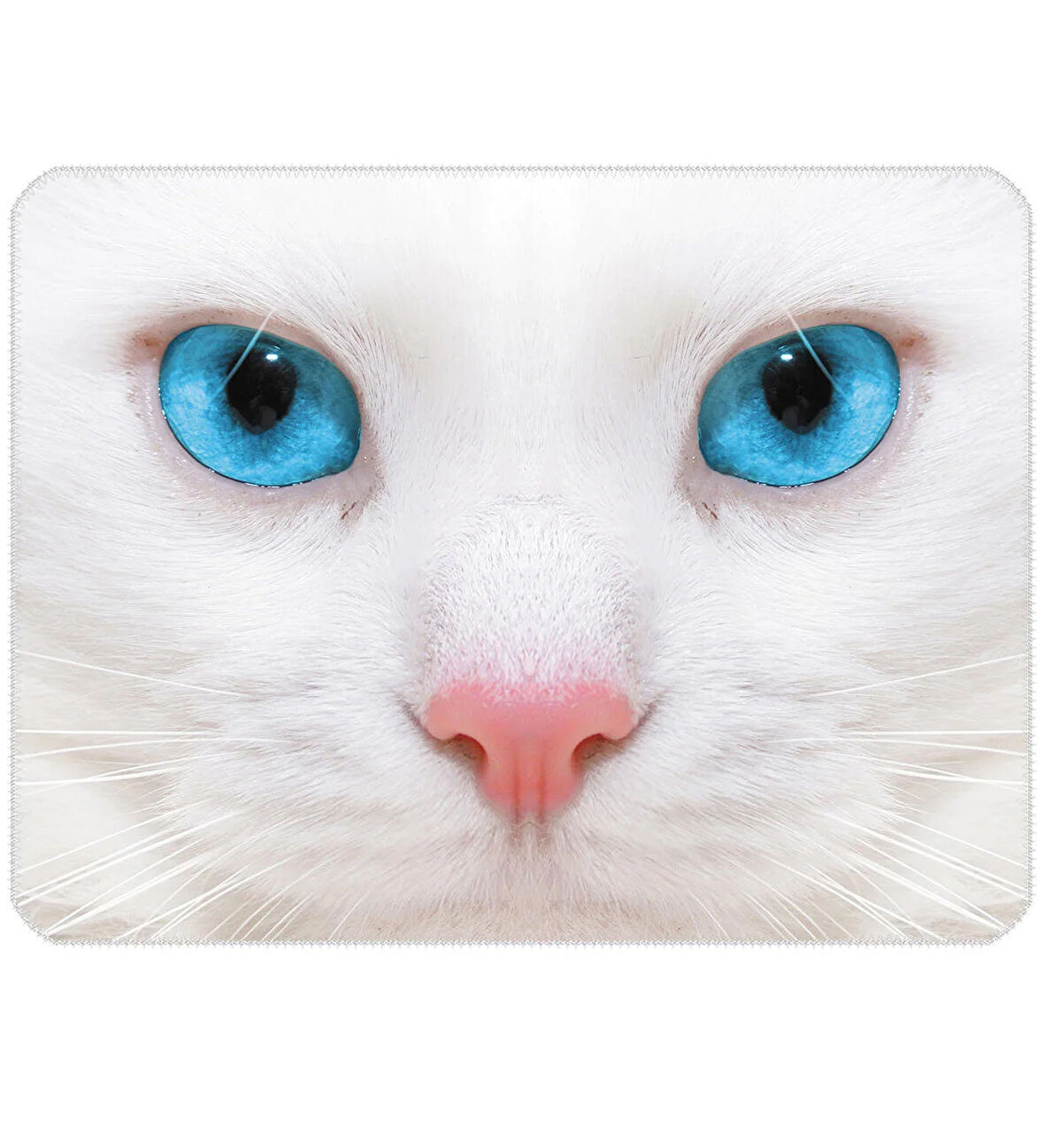 40X30cm Gaming Oyuncu Mousepad Kaymaz Kauçuk Taban Dikişli Kenar White Cat MP124030