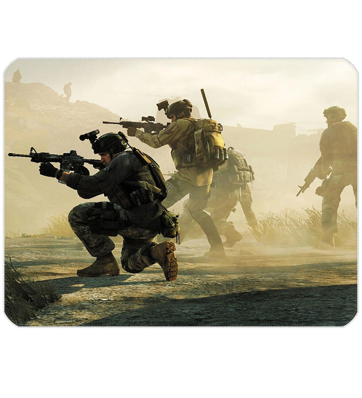 40X30cm Gaming Oyuncu Mousepad Kaymaz Kauçuk Taban Dikişli Kenar Military Operation MP274030