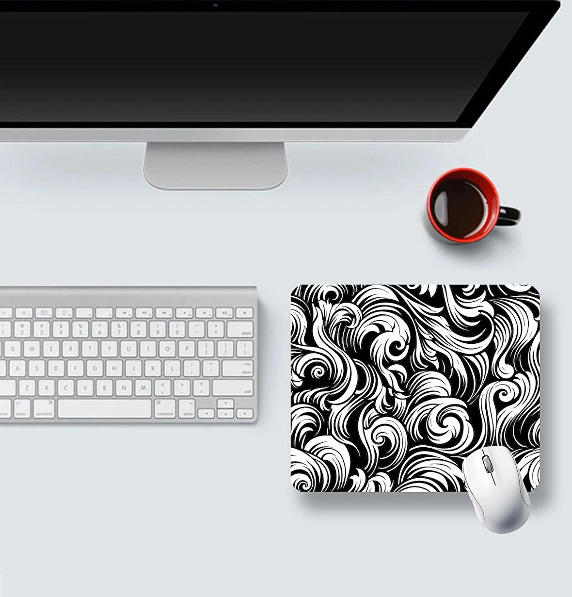 Black and White Abstract Patterns 22x18cm MP362218 ilyuka Mini Boy Gaming Mousepad Dikişsiz Kenar Kaymaz Kauçuk Taban 22x18cm