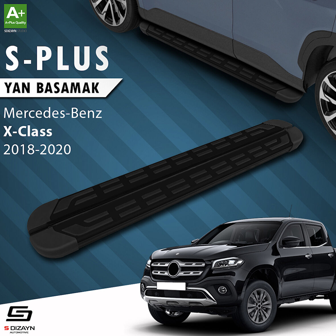 S-Dizayn Mercedes X-Class S-Plus Siyah Yan Basamak 203 Cm 2018-2020 A+ Kalite
