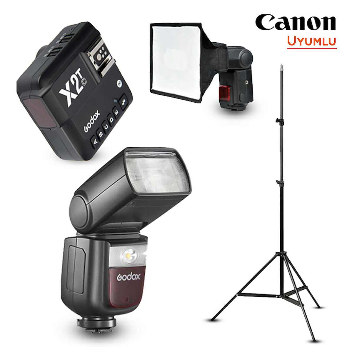 Godox V860III-C Canon Flaş Full Set (Tepe Flaş + Tetikleyici + Tripod + Softbox)