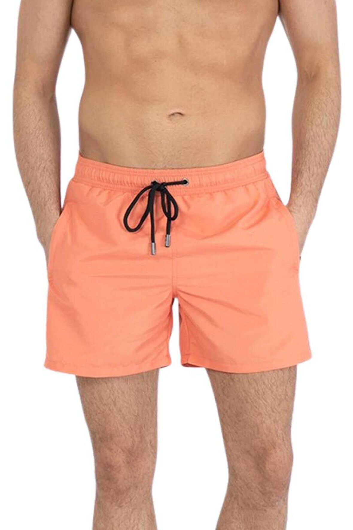 Somon Su İtici Özellikli Düz Renk Basic Erkek Plaj Deniz Şort Mayo - 301-Somon