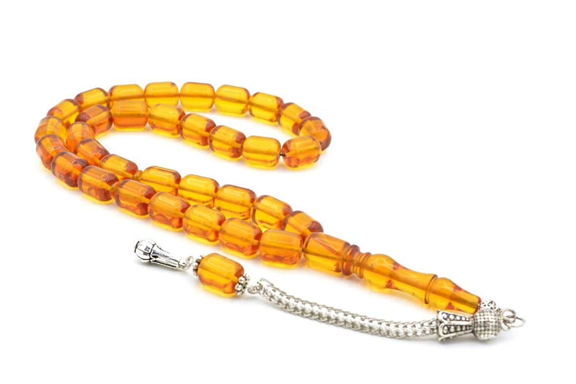 TİLKİ KUYRUĞU KAMÇILI KAPSÜL KESİM SARI SIKMA KEHRİBAR TESBİH 047