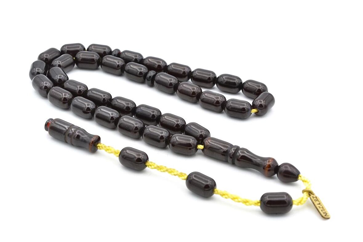 Zeyzun Usta İmzalı Kapsül Model Koyu Kahverengi Sıkma kehribar Tesbih