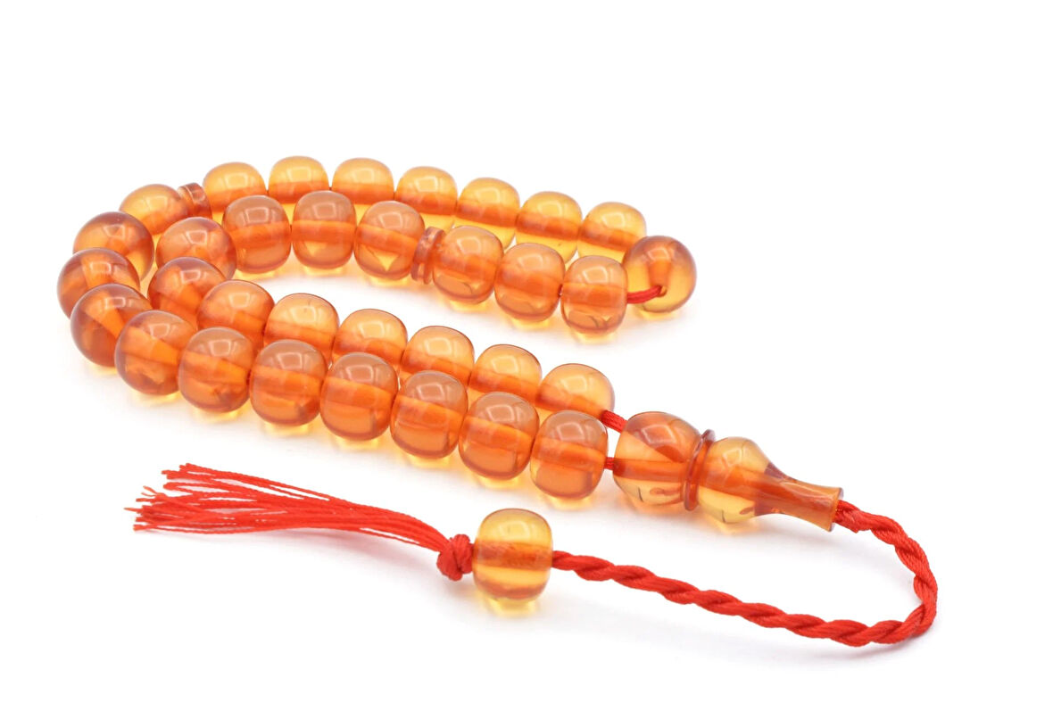 Usta İşi Basık Model Açık Kırmızı İran Necef Bağa Tesbih İri Boy