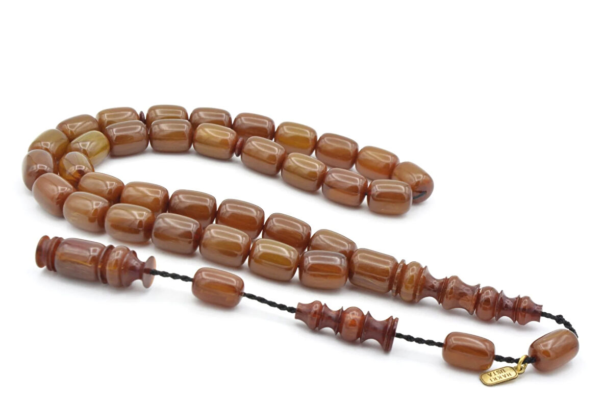 Hakkı Usta İmzalı Kapsül Kesim Hareli Yeşil Katalin Tesbih