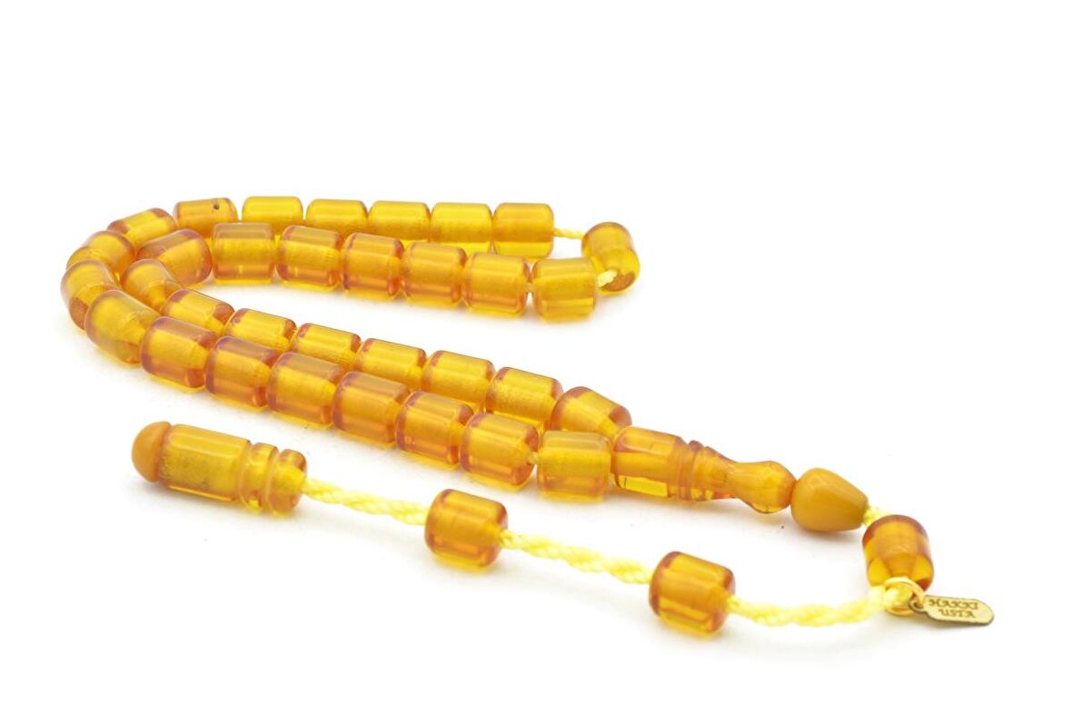 Hakkı Usta İmzalı Kapsül Kesim Bilek Boy Sıkma Kehribar Tesbih 106