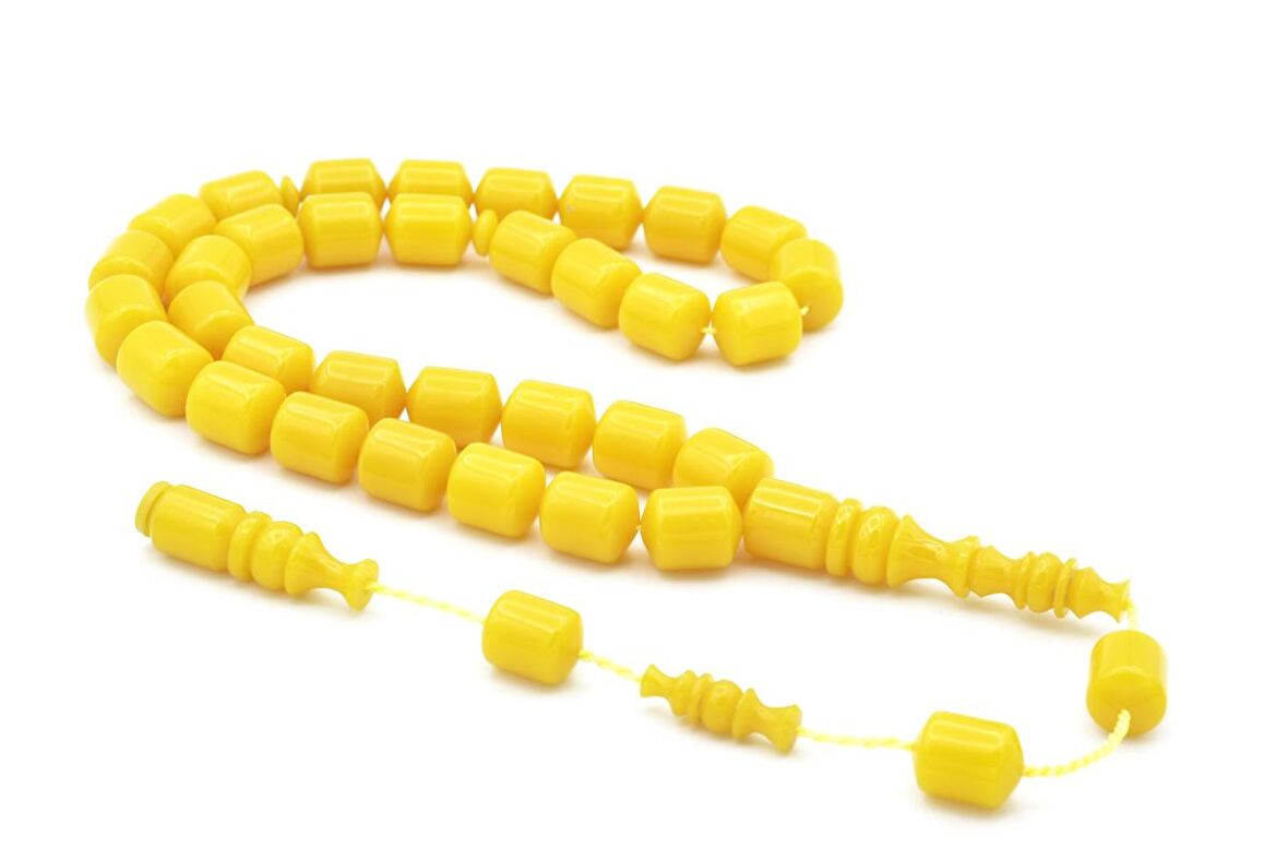 Usta İşi Sistemli Fıçı Kesim Sarı Katalin Tesbih 