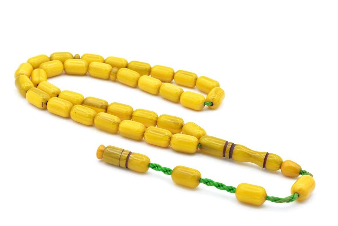 Sistemli Kapsül Kesim Çubuk Malzeme Sarı Sıkma Kehribar Tesbih 