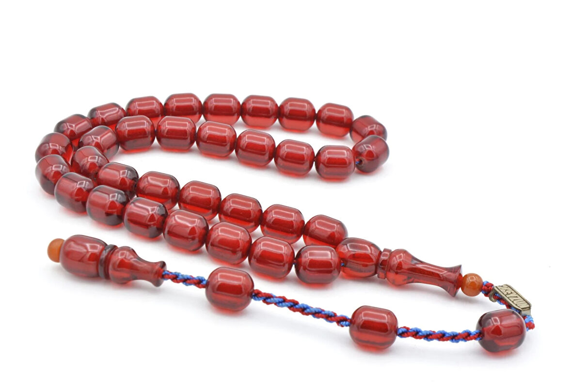 Zeyzun İmzalı Kapsül Kesim Turuncu Sıkma Kehribar Tesbih