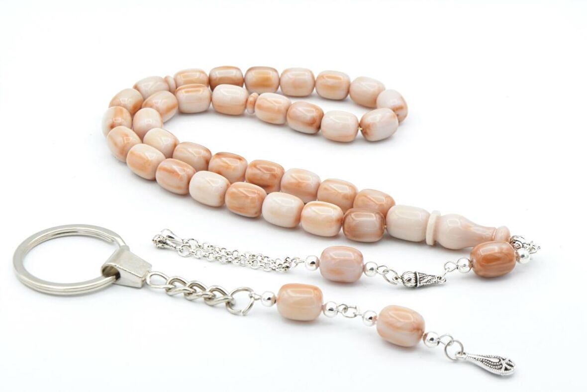 Özel Kutusunda Anahtarlıklı Kapsül Kesim Kahve Katalin Tesbih Seti