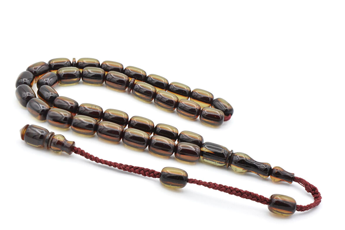 Cüneyd Usta Yapımı Kapsül Mavi Sıkma Kehribar Tesbih