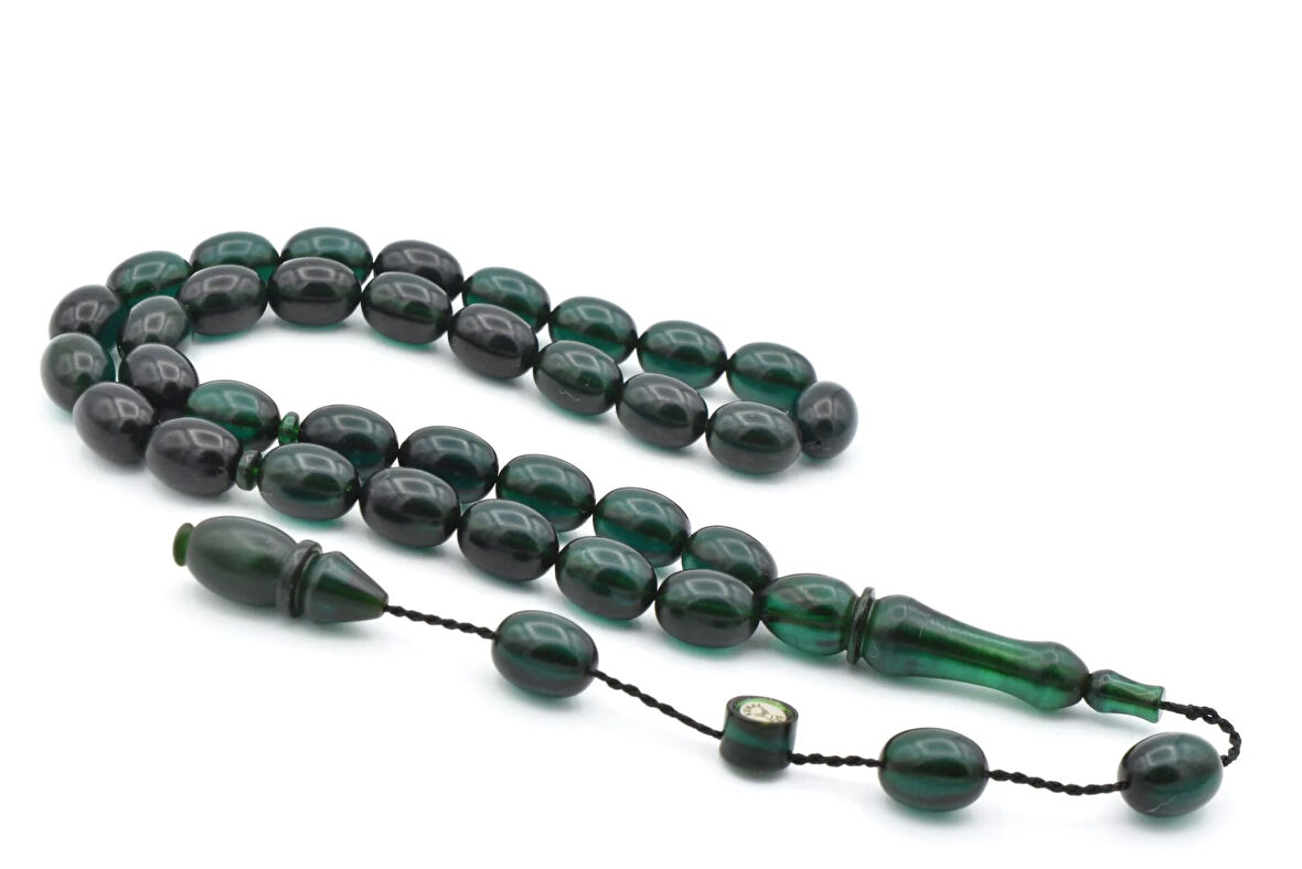 Kemal Kuş İmzalı Beyzi Kesim Lacivert Sıkma Kehribar Tesbih