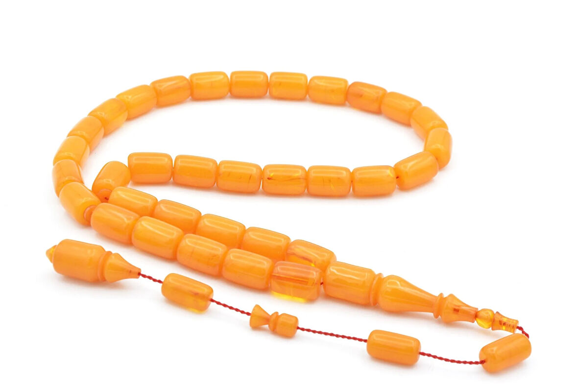 Mehmet Hızarcı Usta İşçilikli Sarı Sıkma Kehribar Tesbih