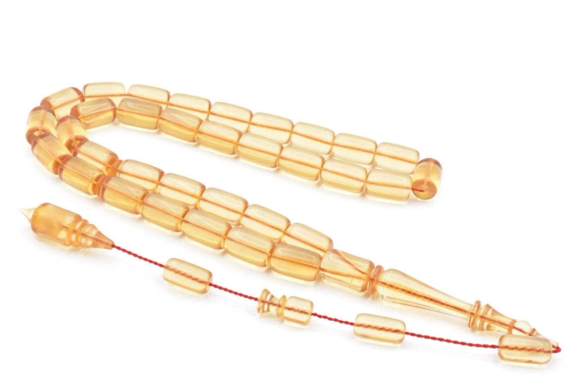 Mehmet Hızarcı Usta İşçilikli Şeffaf Sıkma Kehribar Tesbih