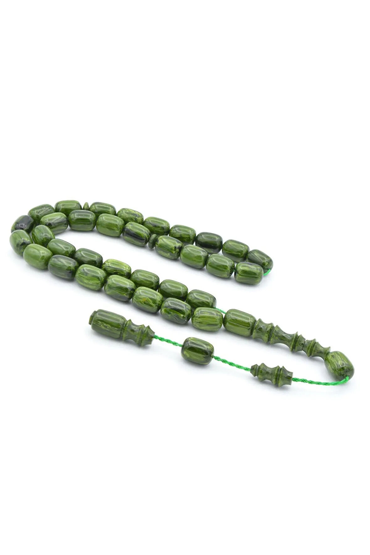 Usta İşi Sistemli Kapsül Kesim Kanayan Bağa Yeşil Katalin Tesbih