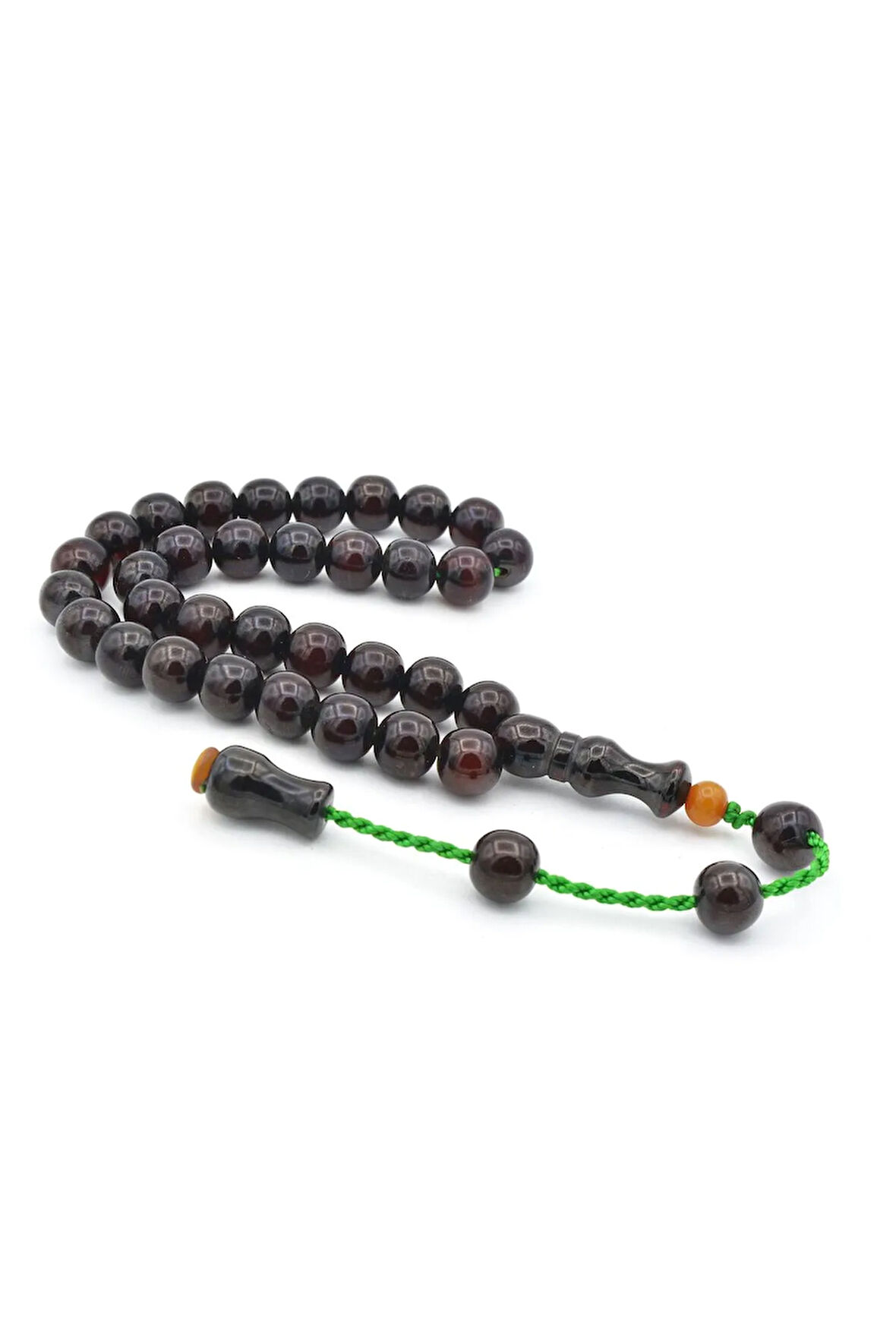 Şükrü Baba Yapımı Küre Model İri Koyu Kahverengi Sıkma Kehribar Tesbih