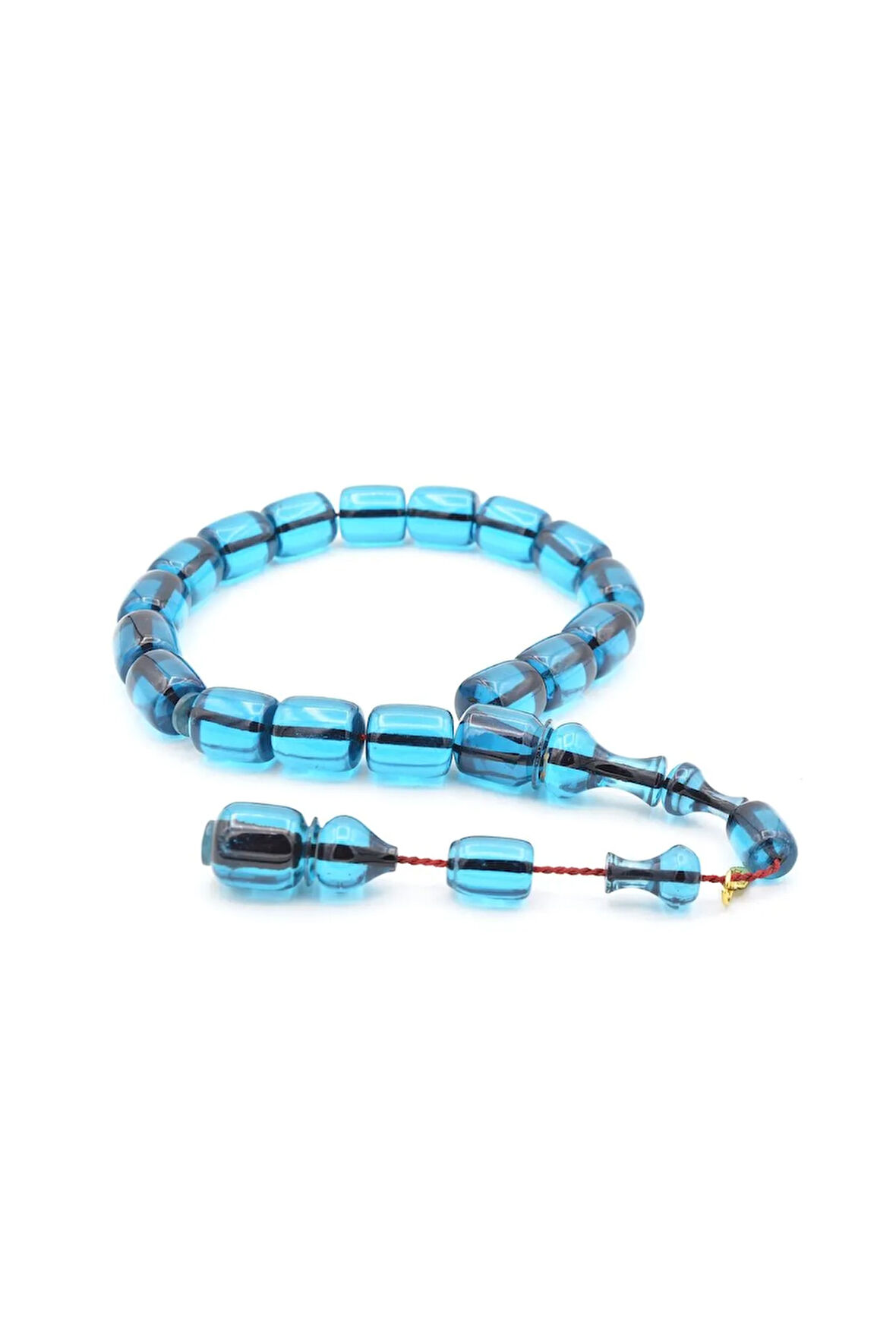 Hakkı Usta İmzalı Fıçı Kesim Mavi Sıkma Kehribar Efe Maskot Tesbih