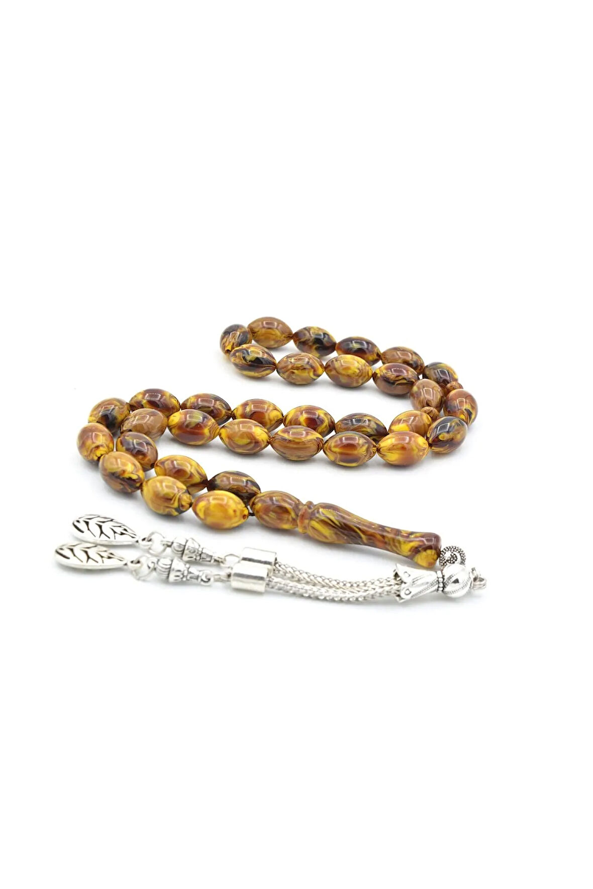 Beyzi Kesim İri Boy Sarı Kahverengi Beyrut Kehribar Tesbih